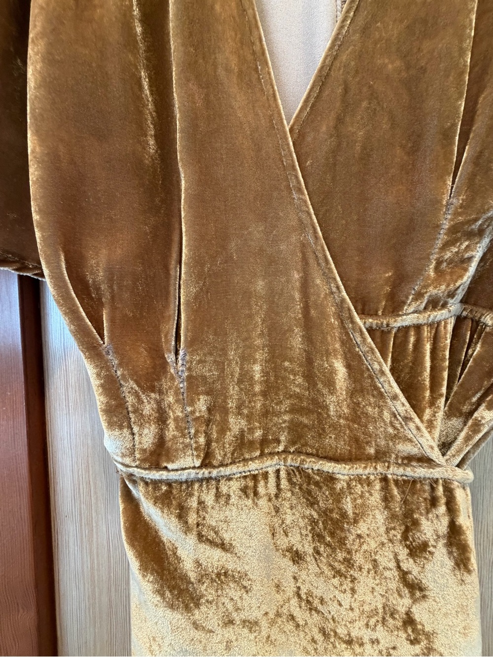 Reformation Gold Velvet Wrap Maxi Dress - Picture 3 of 4